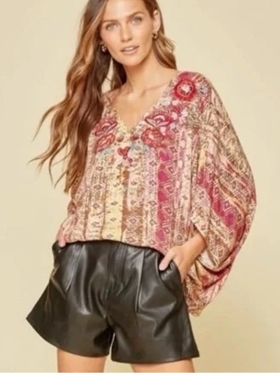 Savanna Jane Tops - Savanna Jane Boho Dolman Butterfly Sleeve Embroidered Top Size Medium